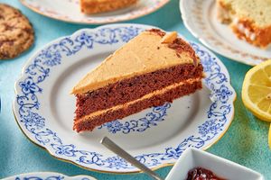 vegan Chocolate Cake with Peanut Butter Frosting at Pomeranze Kaffeebar in Berlin