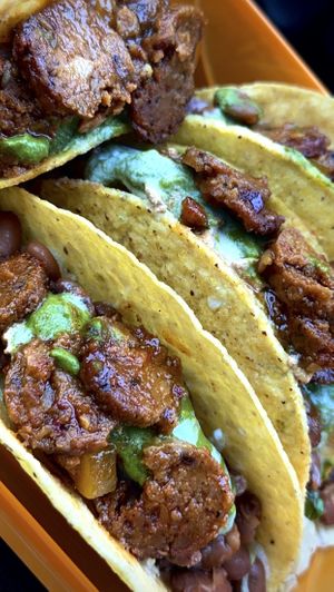 Walnut Burger Taco with added Sausage 👌🏾  at Fancy I Naturals in Pompano Beach