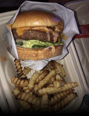 Burger & fries  at Plantiful Superfoods in Kirkland