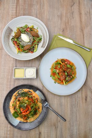 Salads at Vegan World Peace by Loving Hut in Reykjavik