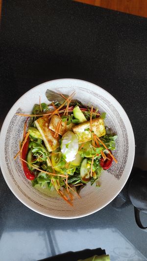 Fresh salad with tofu at Vegan World Peace by Loving Hut in Reykjavik