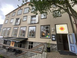 Outside at Vegan World Peace by Loving Hut in Reykjavik