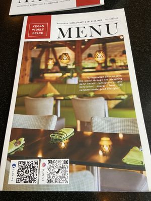 Menu at Vegan World Peace by Loving Hut in Reykjavik