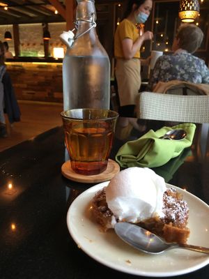 Apple tart coconut ice cream at Vegan World Peace by Loving Hut in Reykjavik