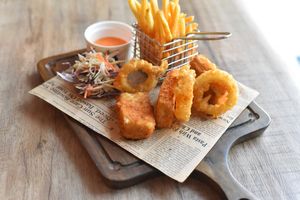 Vegan cheese tofu croquette at Vegan World Peace by Loving Hut in Reykjavik