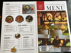 Menu at Vegan World Peace by Loving Hut in Reykjavik
