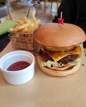 Burger 🍔 at Vegan World Peace by Loving Hut in Reykjavik