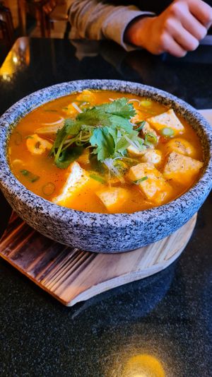 Bun rieu soup at Vegan World Peace by Loving Hut in Reykjavik
