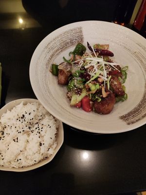 No chicken Kung pao at Vegan World Peace by Loving Hut in Reykjavik