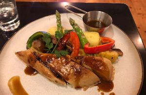 Grilled vegan chicken breast   at Vegan World Peace by Loving Hut in Reykjavik