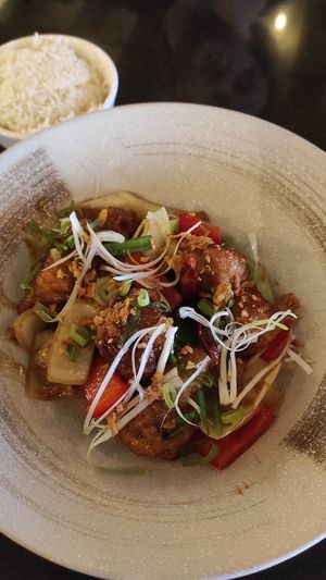 "Chicken" Kung pao at Vegan World Peace by Loving Hut in Reykjavik