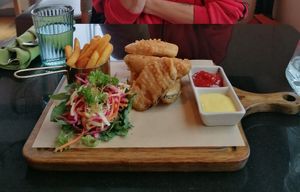 Fish and chips at Vegan World Peace by Loving Hut in Reykjavik