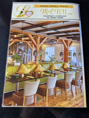 Menu at Vegan World Peace by Loving Hut in Reykjavik