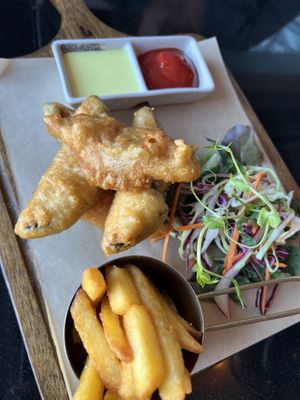 Fish and chips  at Vegan World Peace by Loving Hut in Reykjavik