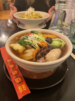 wonton soup  at Vegan World Peace by Loving Hut in Reykjavik