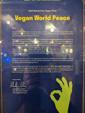  at Vegan World Peace by Loving Hut in Reykjavik