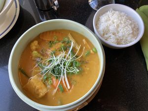 Yellow curry  at Vegan World Peace by Loving Hut in Reykjavik