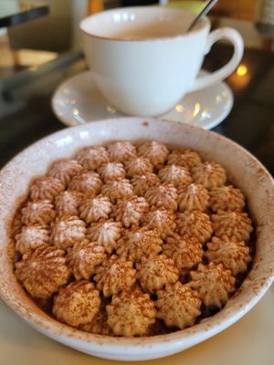 Tiramisu and coffee at Vegan World Peace by Loving Hut in Reykjavik