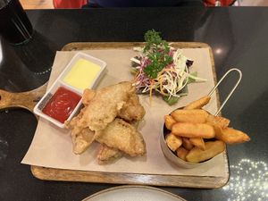 ‘Fish’ and chips   at Vegan World Peace by Loving Hut in Reykjavik