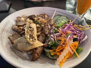 Vermicelli with spring rolls (main)  at Vegan World Peace by Loving Hut in Reykjavik