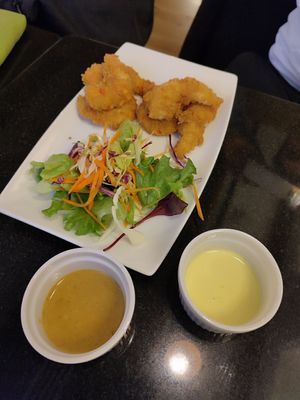 Vegan fried shrimp at Vegan World Peace by Loving Hut in Reykjavik