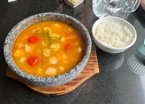 Tom Yum soupnds  at Vegan World Peace by Loving Hut in Reykjavik