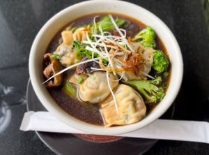 Wonton soupp  at Vegan World Peace by Loving Hut in Reykjavik