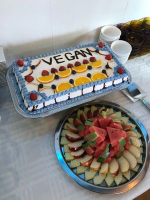 Vegan cake at the buffet at Vegan World Peace by Loving Hut in Reykjavik