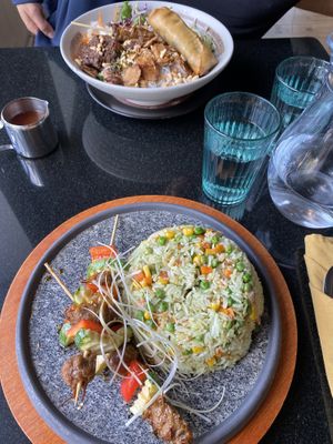 Fried rice (first option) and “chicken” vermicelli  at Vegan World Peace by Loving Hut in Reykjavik