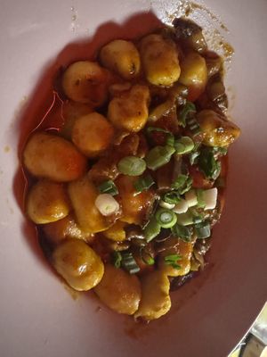 Vegan gnocchi   at La Trattoria in Orient Bay