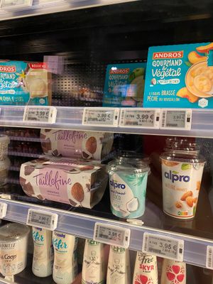 Vegan yogurts and puddings! at Supermarche Monoprix in Marigot