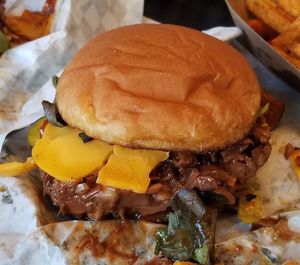 Sweet chili jackfruit burger at Gora's Grill in Ypsilanti
