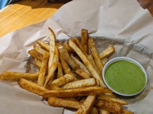Masala fries with cilantro aioli at Gora's Grill in Ypsilanti