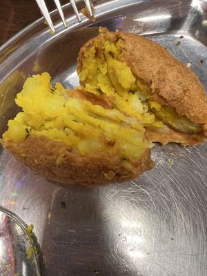 lentil potato dumpling  at Dosa Hut in Rocky Hill
