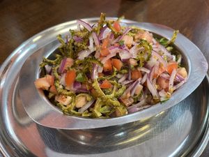“healthy salad” with bitter gourd - wonderful!  at Dosa Hut in Rocky Hill
