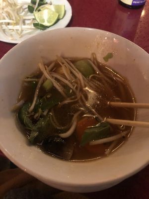 Vegan Pho came like warm at Fuzion Five in Palm Springs