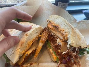 Vegan Cuban Chikin’; also had some vegan ground beef and vegan bacon  at 3 Mundos in Monterey