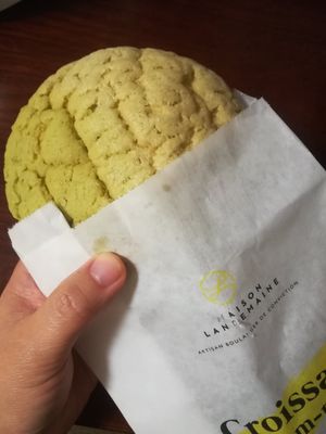 Matcha melon pan at Maison Landemaine in Tokyo