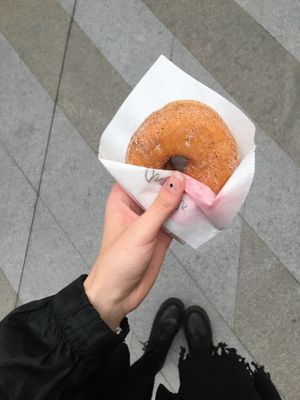 cinnamon vegan doughnut at Arnolds in Helsinki