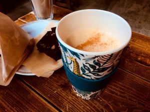 "Dirty Chai" (soy chai latte with espresso shot) at Woodberry Coffee - Setagaya in Tokyo