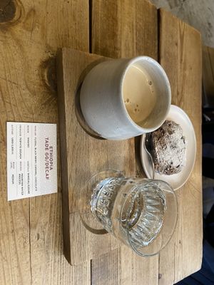 Decaf coffee and stollen   at Woodberry Coffee - Setagaya in Tokyo