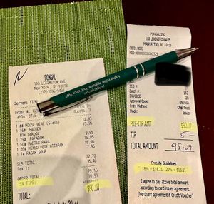 They double dip on tips, beware! at Pongal - Midtown in New York City