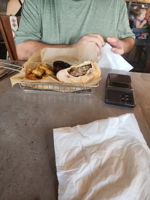 Impossible Burger, portobello mushrooms, caramelized onions and vegan mozzarella. at Naples Flatbread Kitchen & Bar in Estero