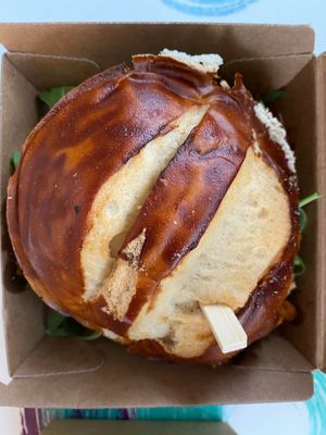 vegan pretzel bun at Burgerheart in Leipzig