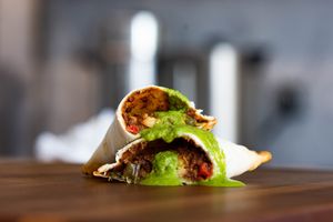 Chickpea, farmers' market veggies, tomato, and spices. Served with zhoug. at Erva Brew Co. in Pasadena