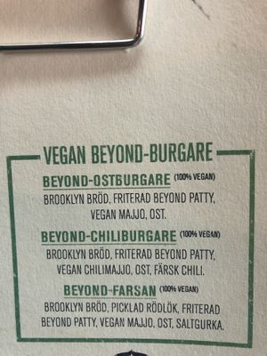 Vegan burger menu  at Brödernas in Jonkoping