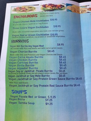 menu at Mamicon's Vegan Mexican Restaurant in Northridge