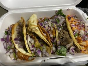 All kinds of vegan tacos  at Mamicon's Vegan Mexican Restaurant in Northridge