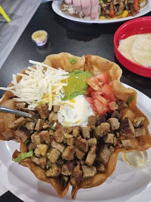 Taco Salad with Chicken at Mamicon's Vegan Mexican Restaurant in Northridge