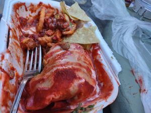Red Asada Burrito at Mamicon's Vegan Mexican Restaurant in Northridge